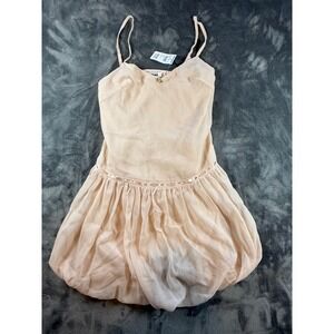 RSQ Light Peachish pink Sheer Mini Dress Rosette Detail Spaghetti Straps